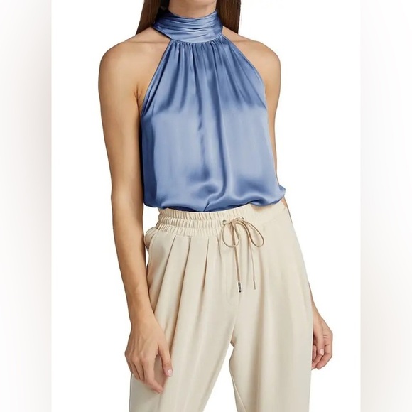 CINQ À SEPT Karla Silk Halter Top 100% silk - Picture 3 of 15